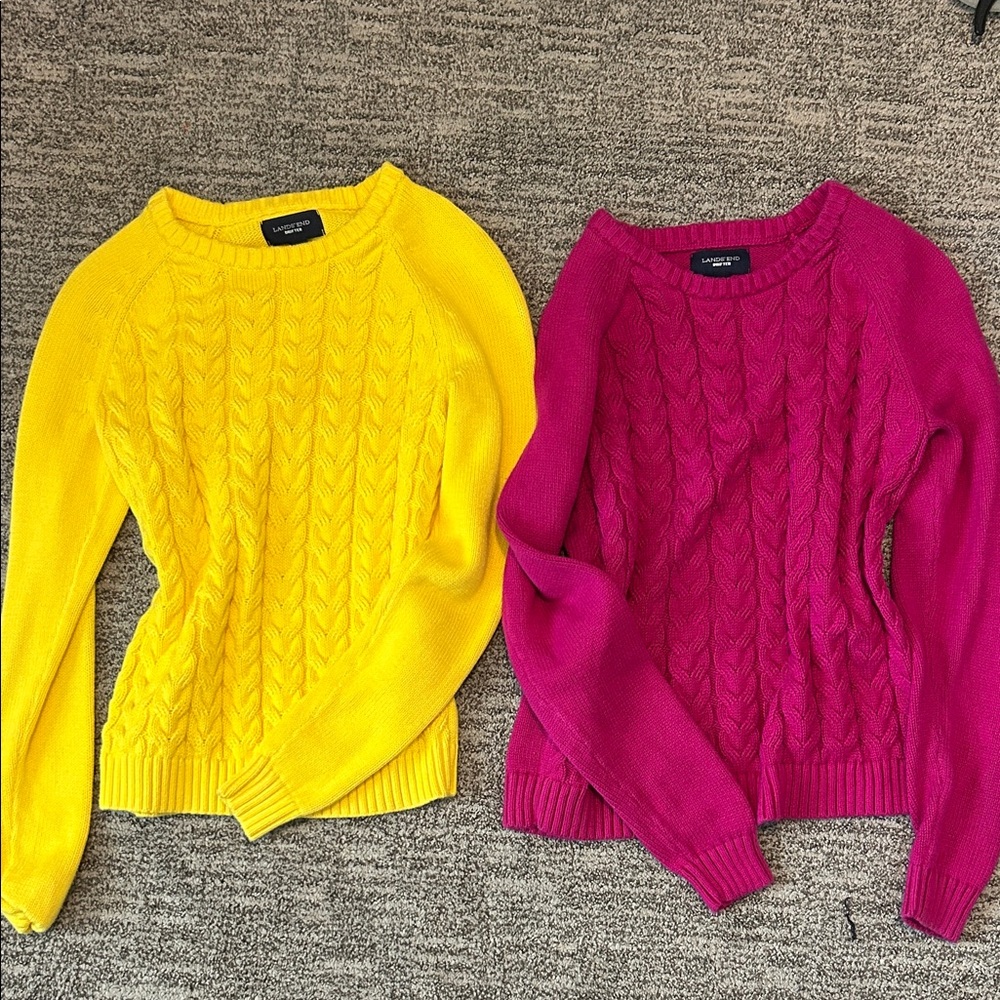 BUY ONE GET ONE FREE- Vince Women's Cable Knit Sweater Bright Yellow and Fuchsia